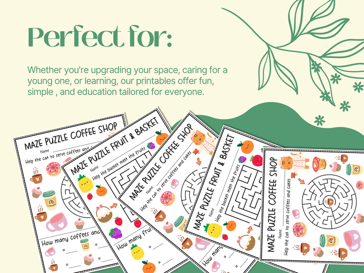 Maze puzzle and Counting on with Fruits