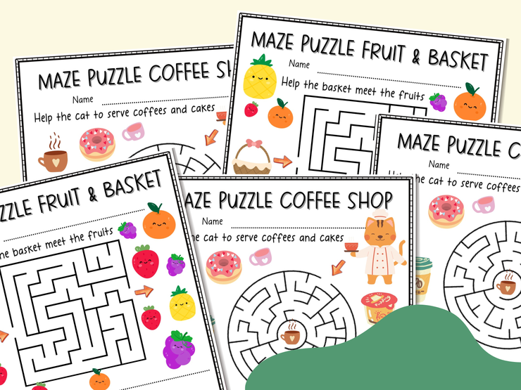 Maze puzzle and Counting on with Fruits