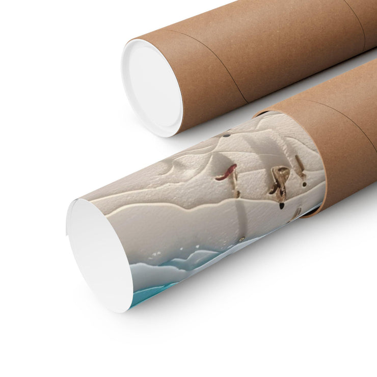 Coastal Beach Art Poster rolled in a tube for easy shipping and storage