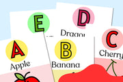 Colorful Alphabet Fruit Flashcards | Educational Printable ABC Fruits | A-Z Fruit Learning Cards for Kids | Digital Download