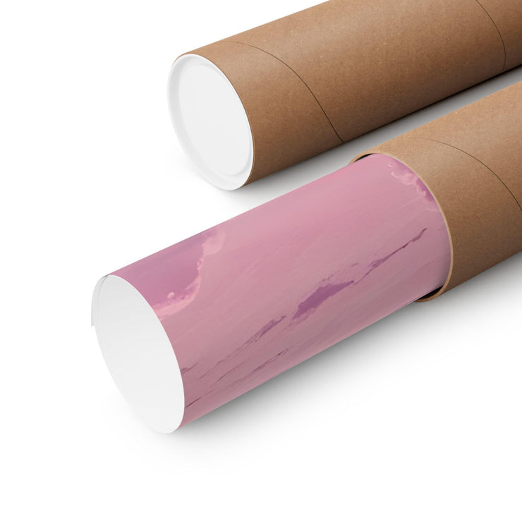 Dreamy Moon and Palm Tree poster rolled and packaged in a protective tube