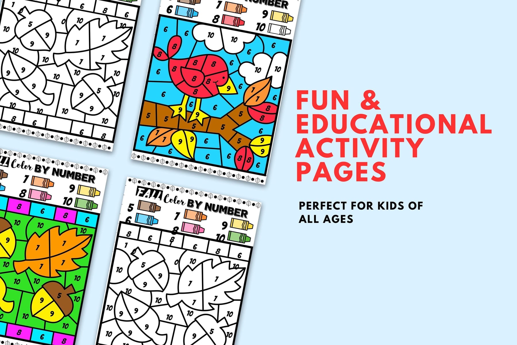 Color By Number Fall Raccon Fall color by number printable | preschool, kindergarten – The Dryden