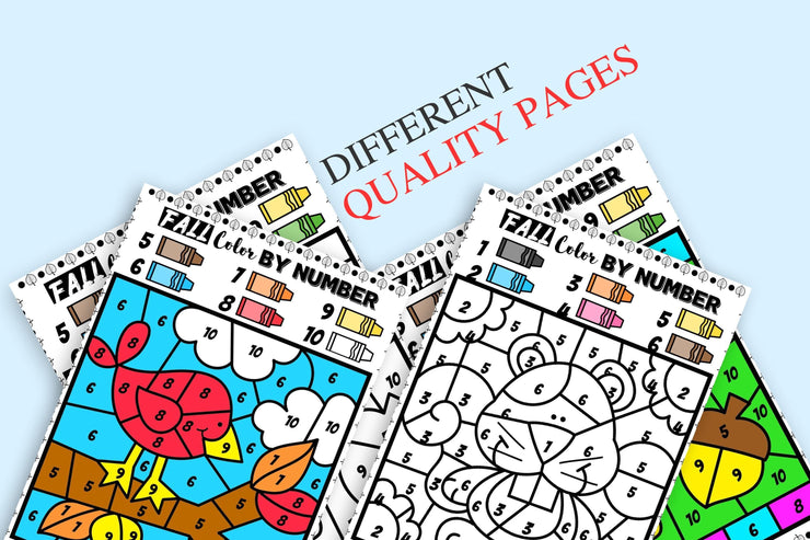Fall color by number printable | kids coloring pages | color by code | preschool, kindergarten & elementary | instant digital download