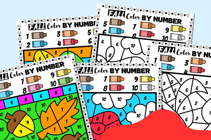 Fall color by number printable | kids coloring pages | color by code | preschool, kindergarten & elementary | instant digital download