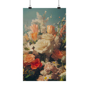Floral Poster Vibrant Flower Bouquet Art Print Realistic Roses featuring a mix of colorful flowers