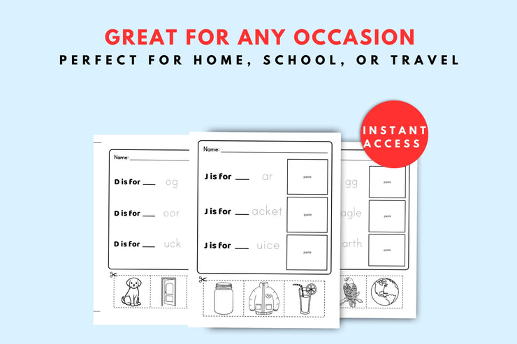 Printable Cut and Paste Letter Tracing pages for children