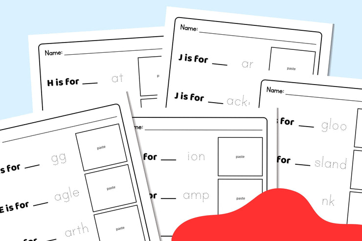 Printable Cut and Paste Letter Tracing pages for children