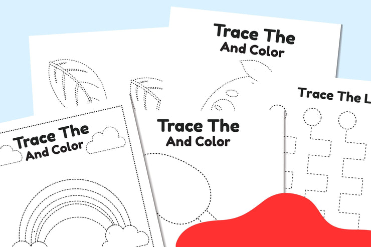 Printable Tracing and Coloring Pages for Kids | Fun Educational Worksheets for Early Learning | Shapes, Fruits, and Objects Activity Pack