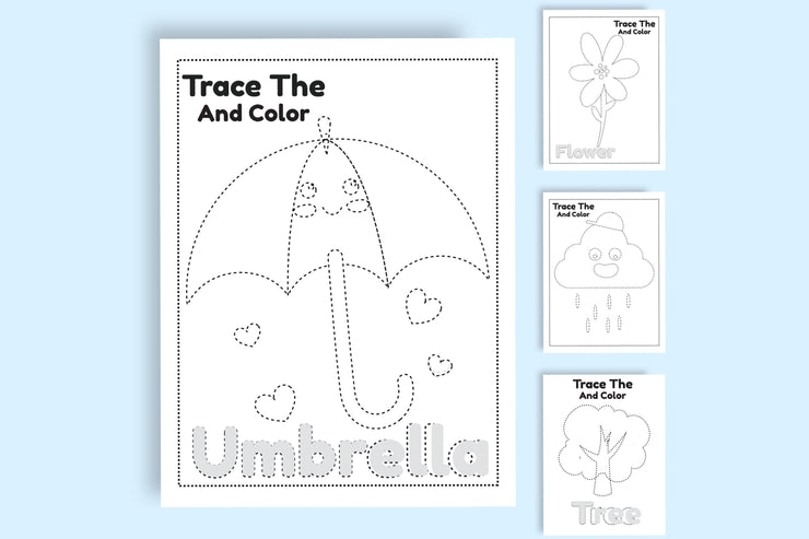 Printable Tracing and Coloring Pages for Kids | Fun Educational Worksheets for Early Learning | Shapes, Fruits, and Objects Activity Pack