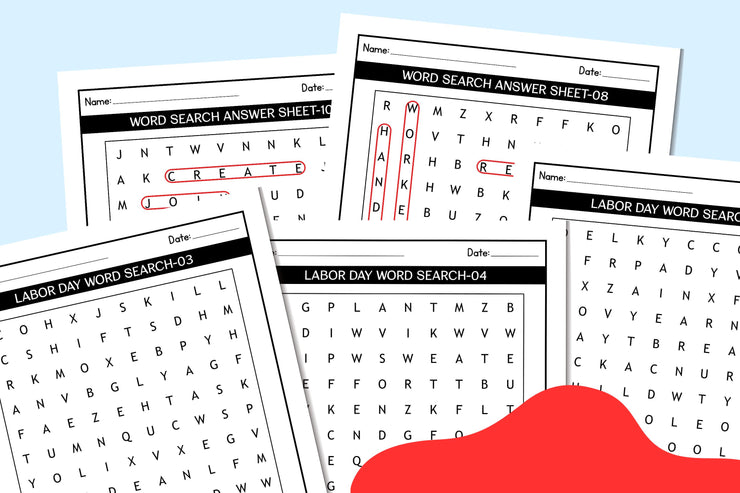 Printable Labor Day Word Search Puzzle for Kids Preschool Vocabulary Book