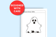 Printable Halloween Scissor skill black and white 15 pages