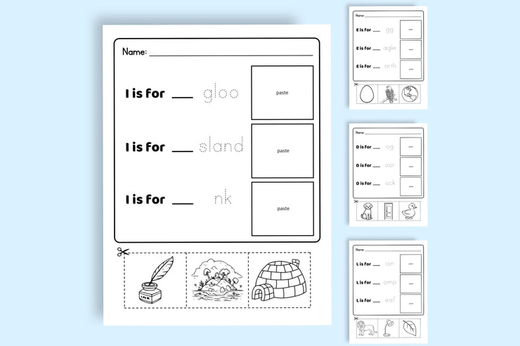 Printable Cut and Paste Letter Tracing pages for children