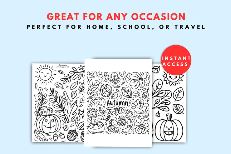 Autumn to Christmas Printable Coloring Pages - Halloween, Fall, Winter Holiday Fun | Fun Digital Download for Kids & Adults