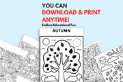 Autumn to Christmas Printable Coloring Pages - Halloween, Fall, Winter Holiday Fun | Fun Digital Download for Kids & Adults