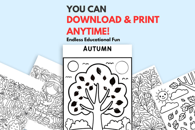 Autumn to Christmas Printable Coloring Pages - Halloween, Fall, Winter Holiday Fun | Fun Digital Download for Kids & Adults