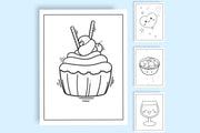 40+ pages Fun Kawaii Food Coloring Pages for Kids - Adults | Printable Taco, Juice & Cute food Outlines | Digital Download