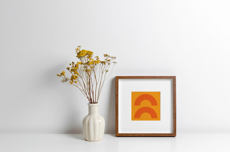 Minimalist Orange Dual Arch Canvas Print – Modern Geometric Wall Art