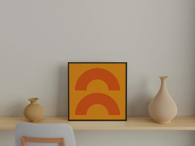 Minimalist Orange Dual Arch Canvas Print – Modern Geometric Wall Art