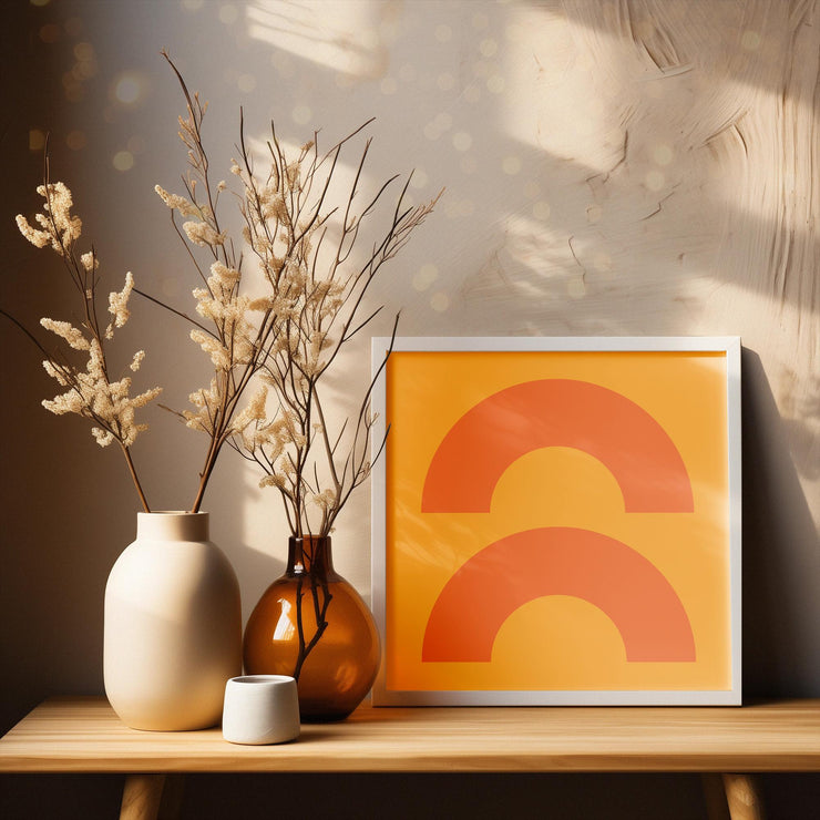 Minimalist Orange Dual Arch Canvas Print – Modern Geometric Wall Art