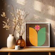 Modern Flower Burst in yellow and green- wall poster