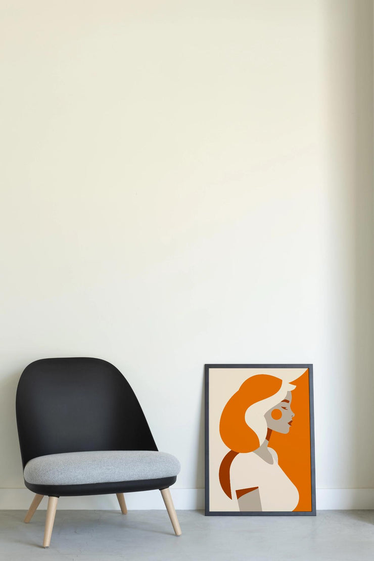 Minimalist Orange Lady - Matte Finish Canvas Art