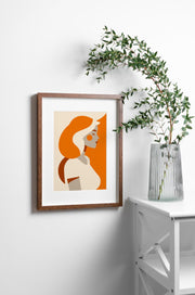 Minimalist Orange Lady - Matte Finish Canvas Art