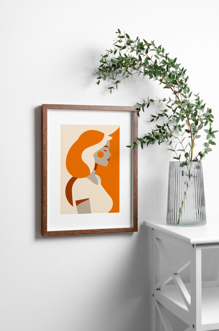 Minimalist Orange Lady - Matte Finish Canvas Art