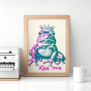 Royal Frog Kiss – Matte Canvas Poster Art Print, UV Resistant