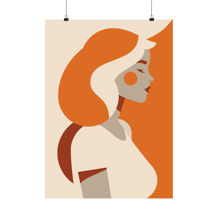 Minimalist Orange Lady - Matte Finish Canvas Art