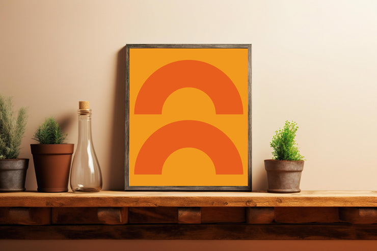 Minimalist Orange Dual Arch Canvas Print – Modern Geometric Wall Art