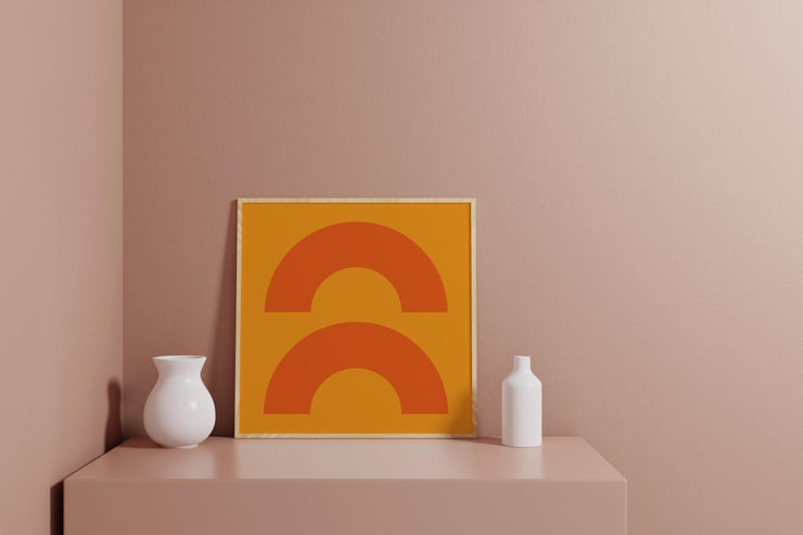 Minimalist Orange Dual Arch Canvas Print – Modern Geometric Wall Art