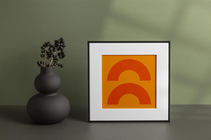 Minimalist Orange Dual Arch Canvas Print – Modern Geometric Wall Art