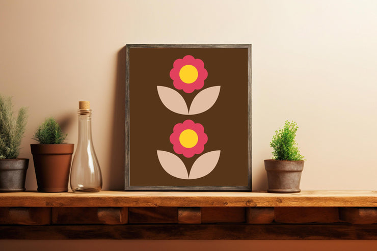 Minimalist Retro Floral Art Print | Matte Finish | UV Resistant Wall Decor- poster