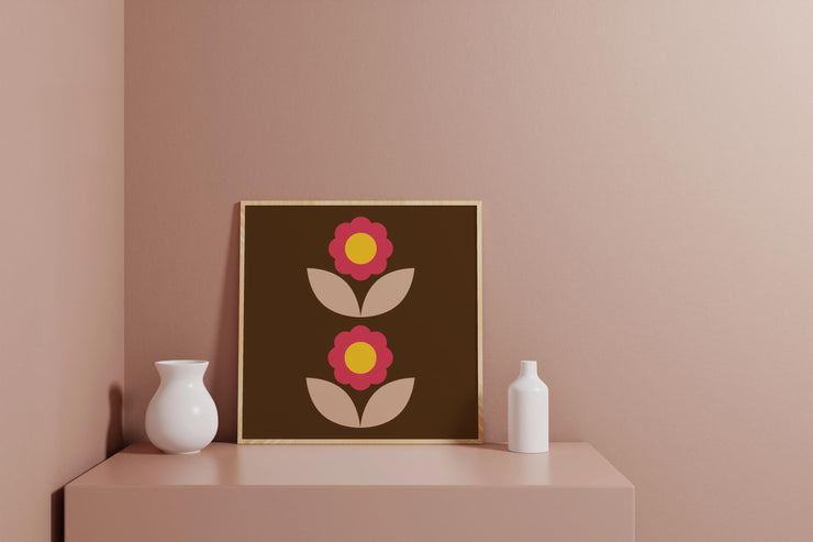 Minimalist Retro Floral Art Print | Matte Finish | UV Resistant Wall Decor- poster