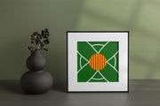 Geometric Green Sunburst Matte Finish poster Art - Reflection-Free, UV Resistant Print