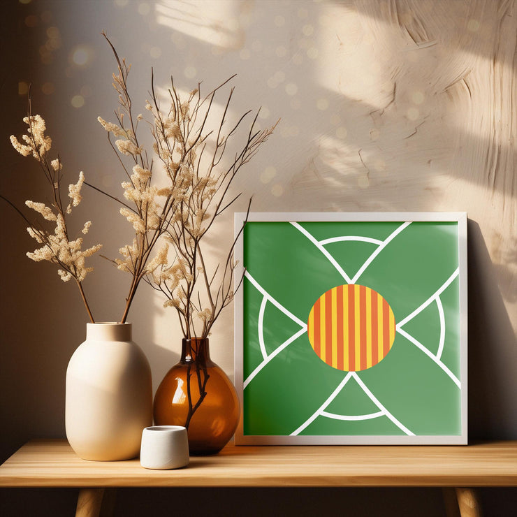 Geometric Green Sunburst Matte Finish poster Art - Reflection-Free, UV Resistant Print