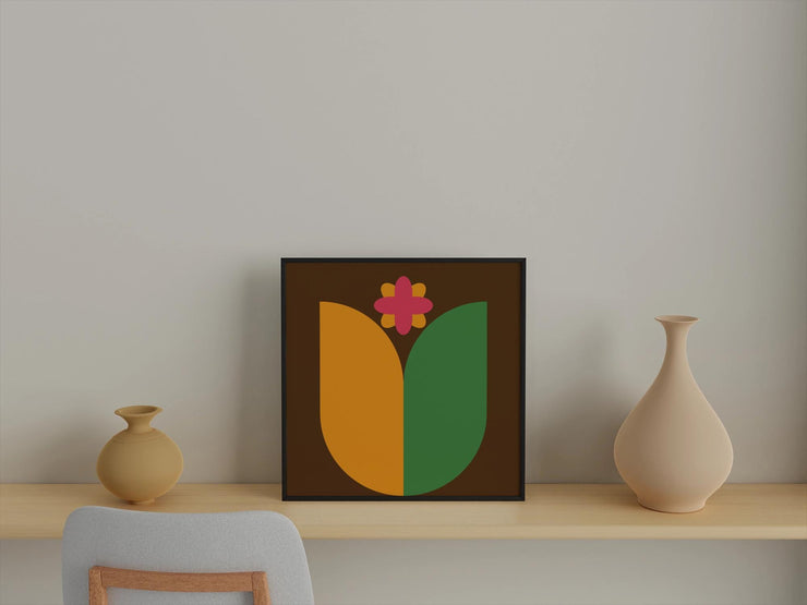 Modern Flower Burst in yellow and green- wall poster