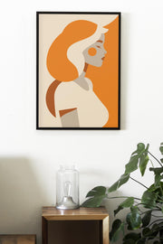 Minimalist Orange Lady - Matte Finish Canvas Art