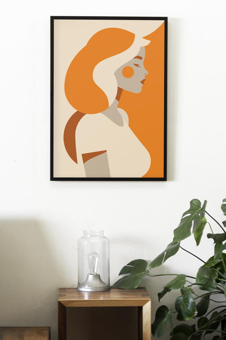 Minimalist Orange Lady - Matte Finish Canvas Art