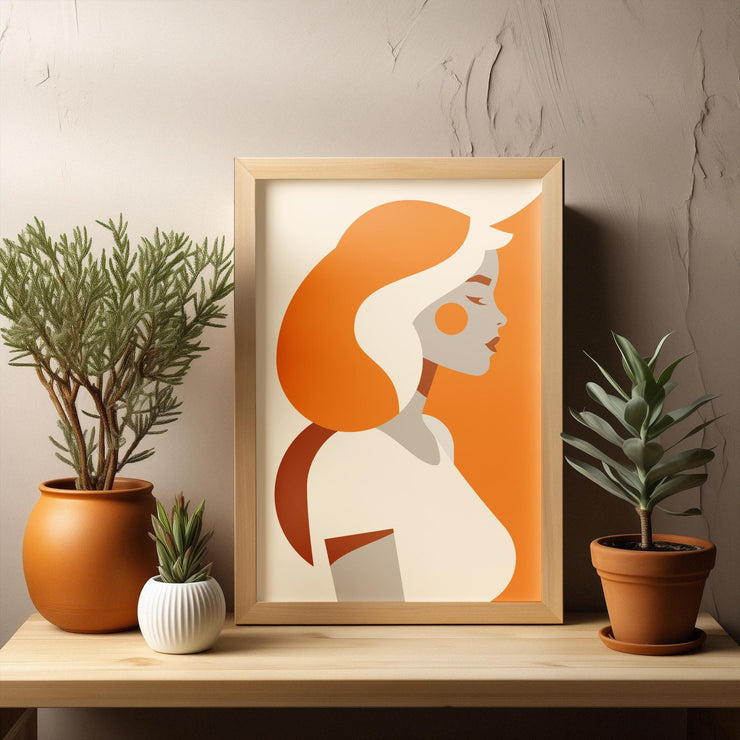 Minimalist Orange Lady - Matte Finish Canvas Art