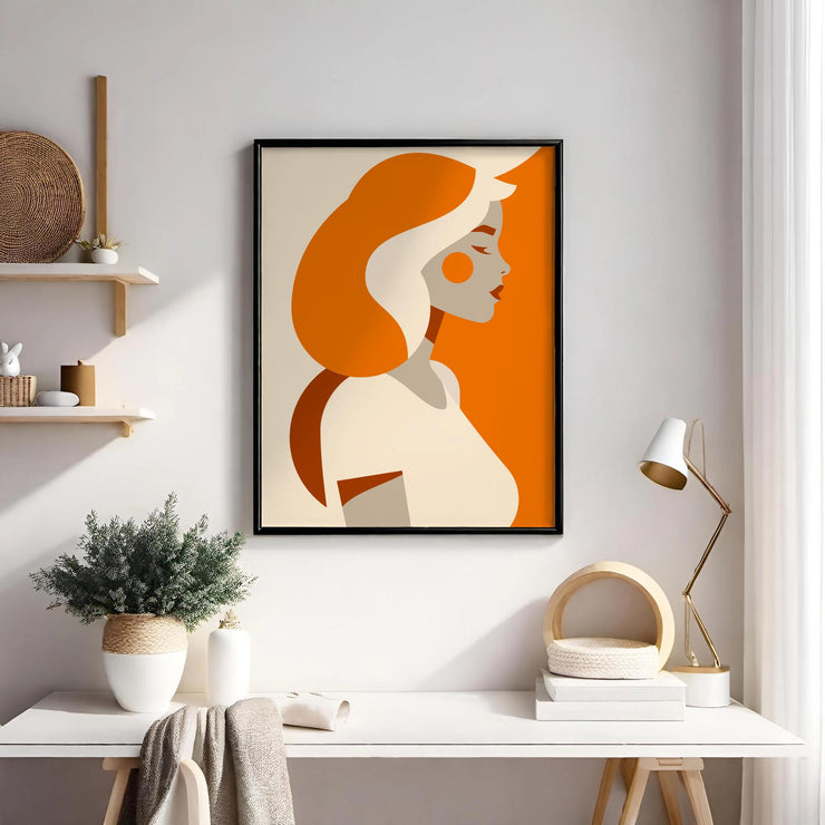 Minimalist Orange Lady - Matte Finish Canvas Art