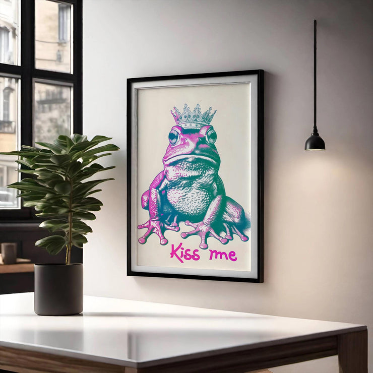 Royal Frog Kiss – Matte Canvas Poster Art Print, UV Resistant