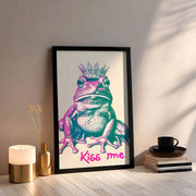 Royal Frog Kiss – Matte Canvas Poster Art Print, UV Resistant