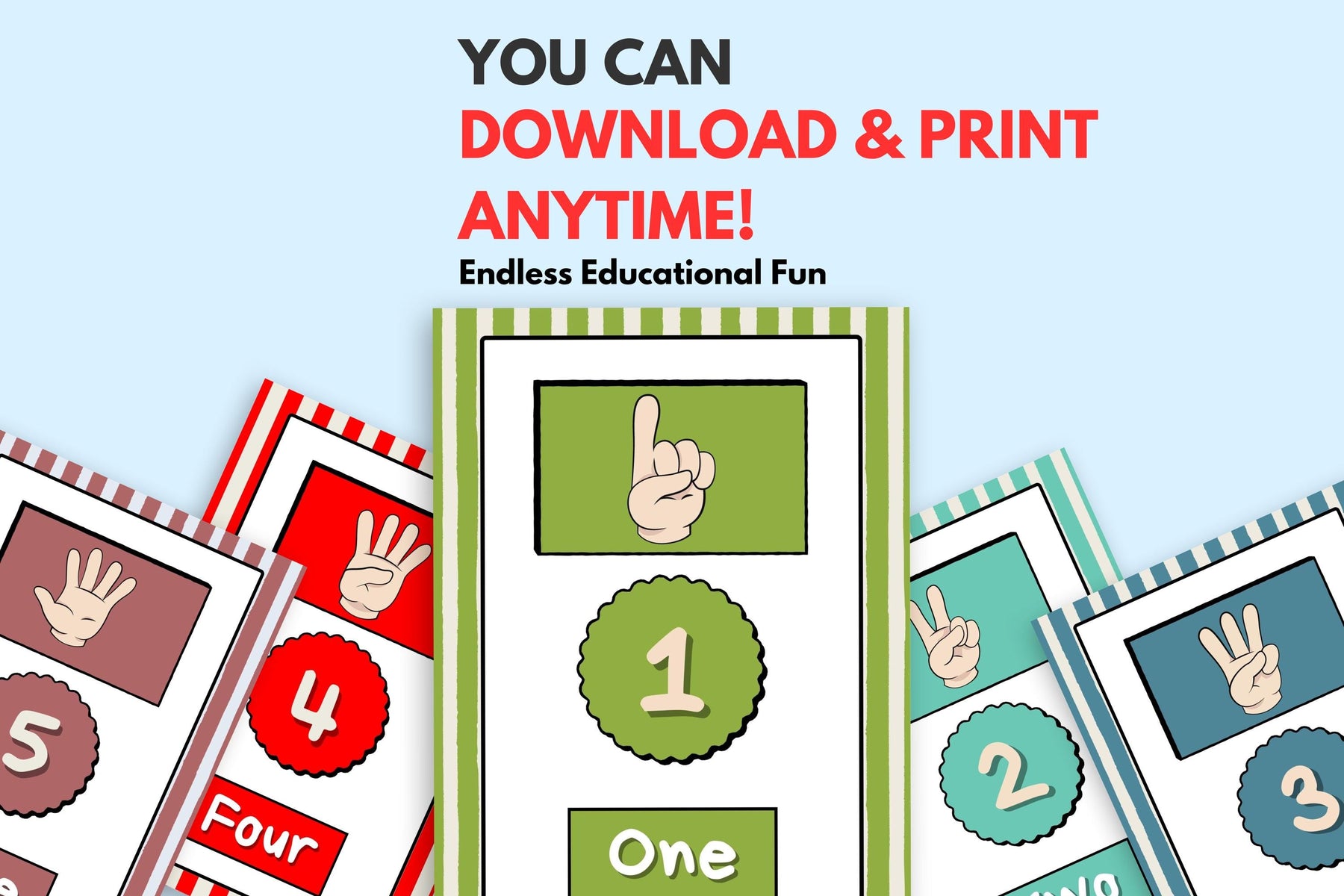 Hand Sign Counting Image Hand Sign Counting Flashcards for Kids | Montessori – The Dryden