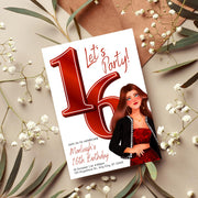 Sweet 16 Birthday Invitation Template | Editable Canva Invitation | Digital Download | Red Themed Invitation for Teens