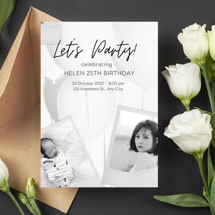 Customizable Digital Birthday Invitation Template | Canva Editable Party Invite | Modern Minimalist Design | celebratory Invitation