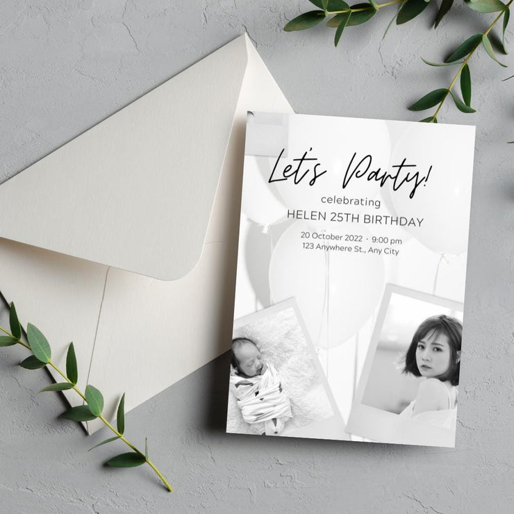 Customizable Digital Birthday Invitation Template | Canva Editable Party Invite | Modern Minimalist Design | celebratory Invitation