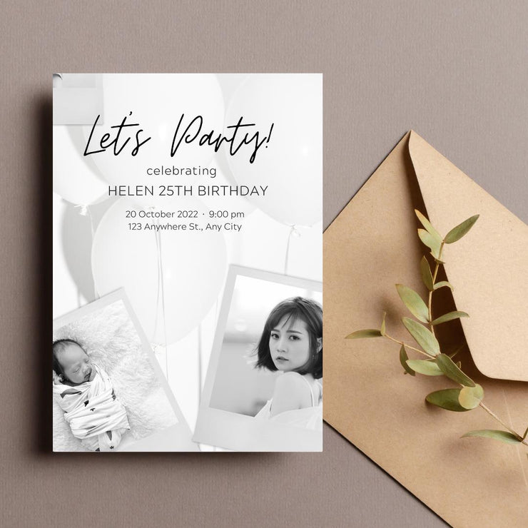 Customizable Digital Birthday Invitation Template | Canva Editable Party Invite | Modern Minimalist Design | celebratory Invitation