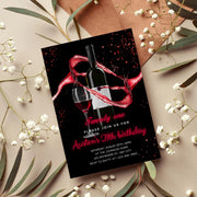 Elegant Red Wine Birthday Party Invitation – Editable Canva Template