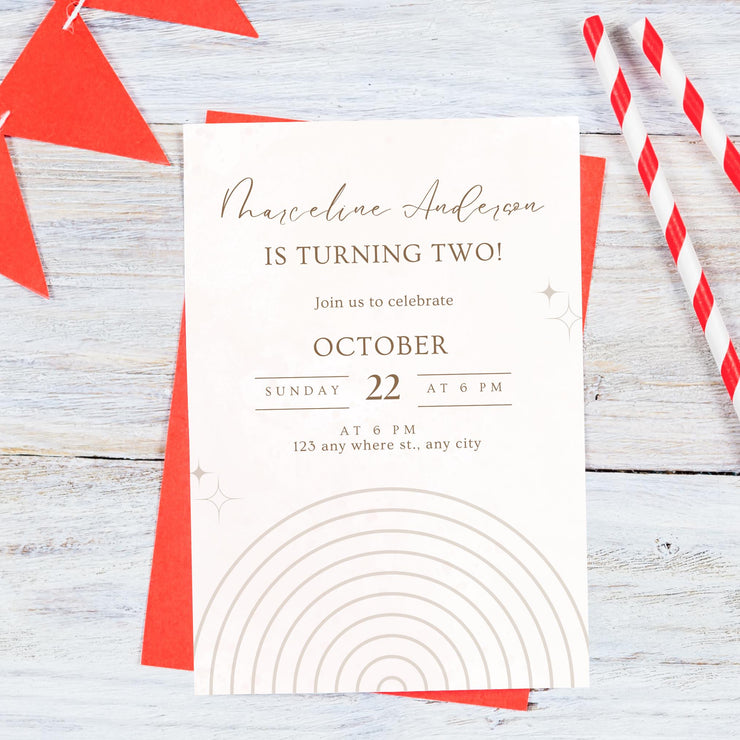 Elegant Minimalist Birthday Invitation - Customizable Canva Template for Digital Download | Editable Birthday Party Invite